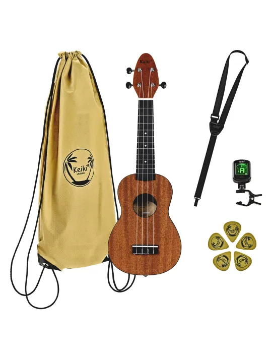  KEIKI K2-MAH-L PACK UKULELE SOPRANO MAHOGANY LH|MusicGoodDeal 