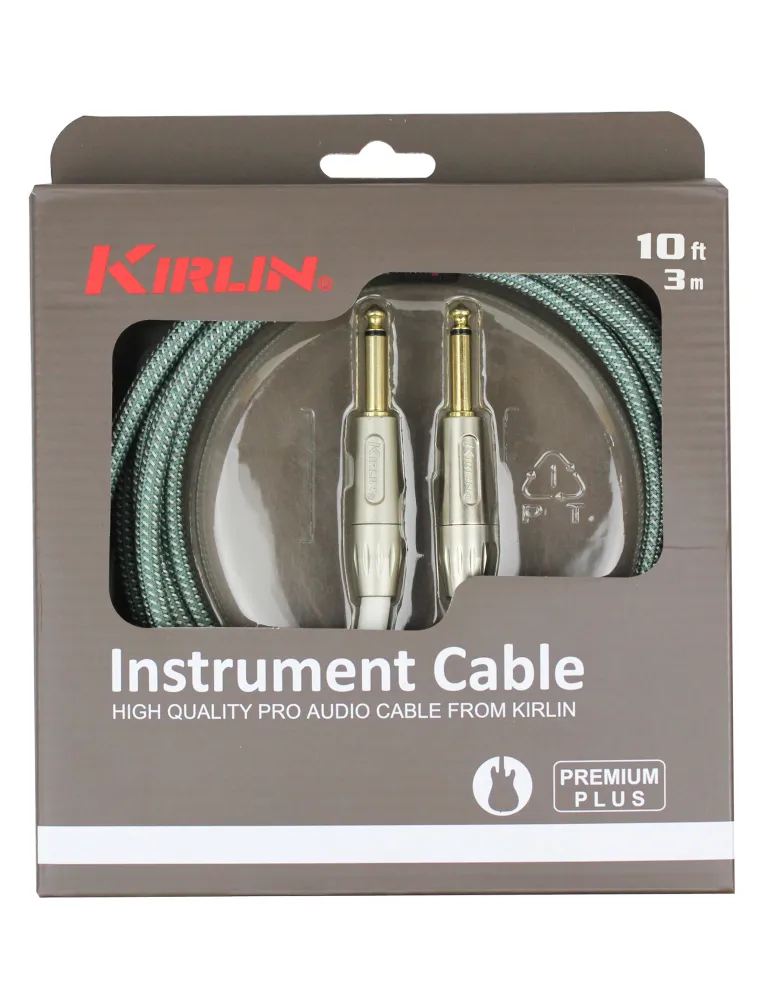  KIRLIN GUITAR CABLE 3M JACK JACK OLIVE|MusicGoodDeal 