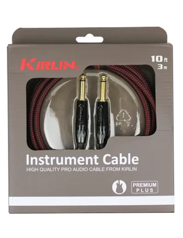 KIRLIN GUITAR CABLE 3M JACK JACK BLACK/R