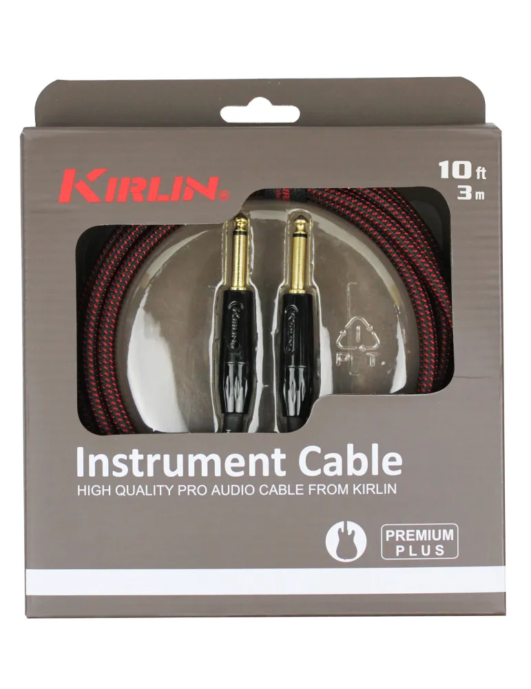  KIRLIN GUITAR CABLE 3M JACK JACK BLACK/R|MusicGoodDeal 