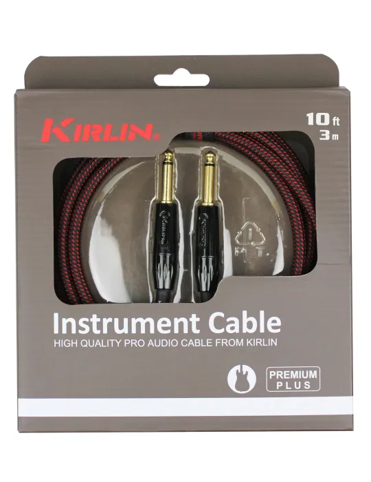  KIRLIN GUITAR CABLE 3M JACK JACK BLACK/R|MusicGoodDeal 