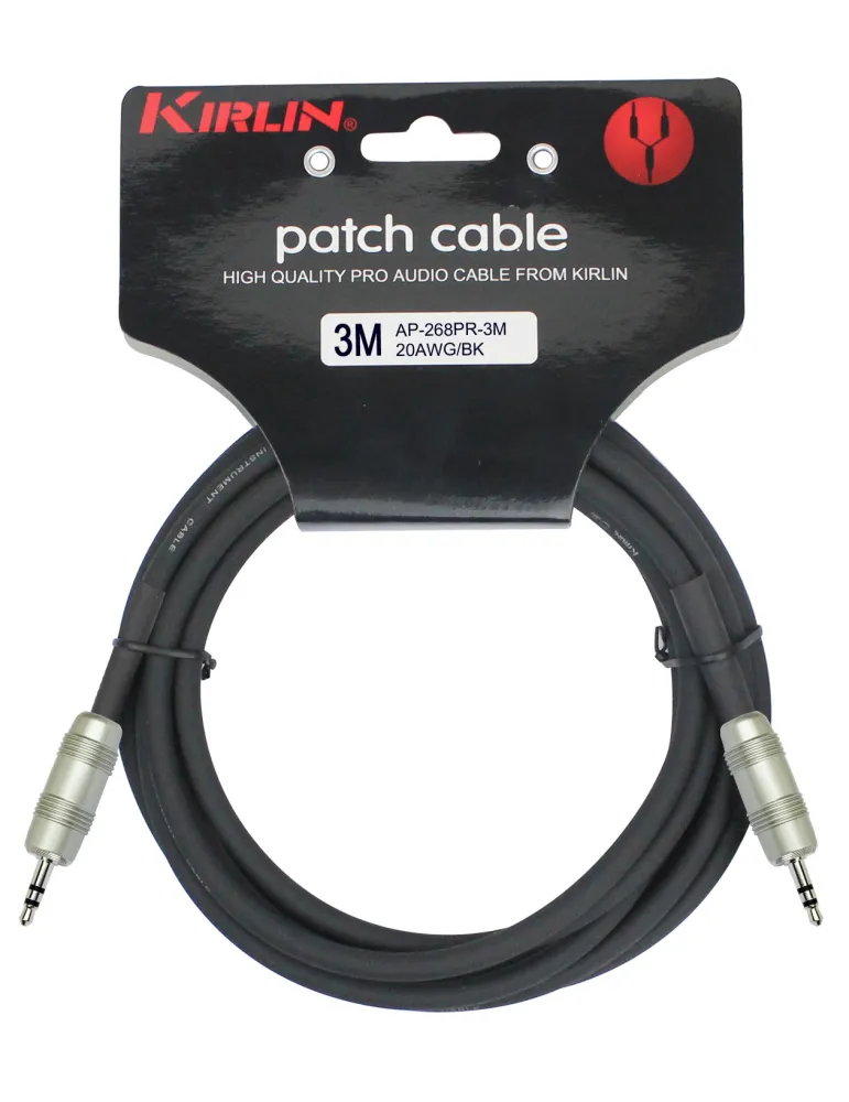  KIRLIN AP268-3BK CABLE PATCH 3M JACK 3.5-JACK 3.5|MusicGoodDeal 