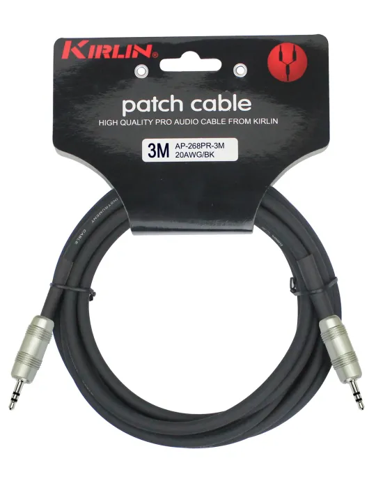  KIRLIN AP268-3BK CABLE PATCH 3M JACK 3.5-JACK 3.5|MusicGoodDeal 