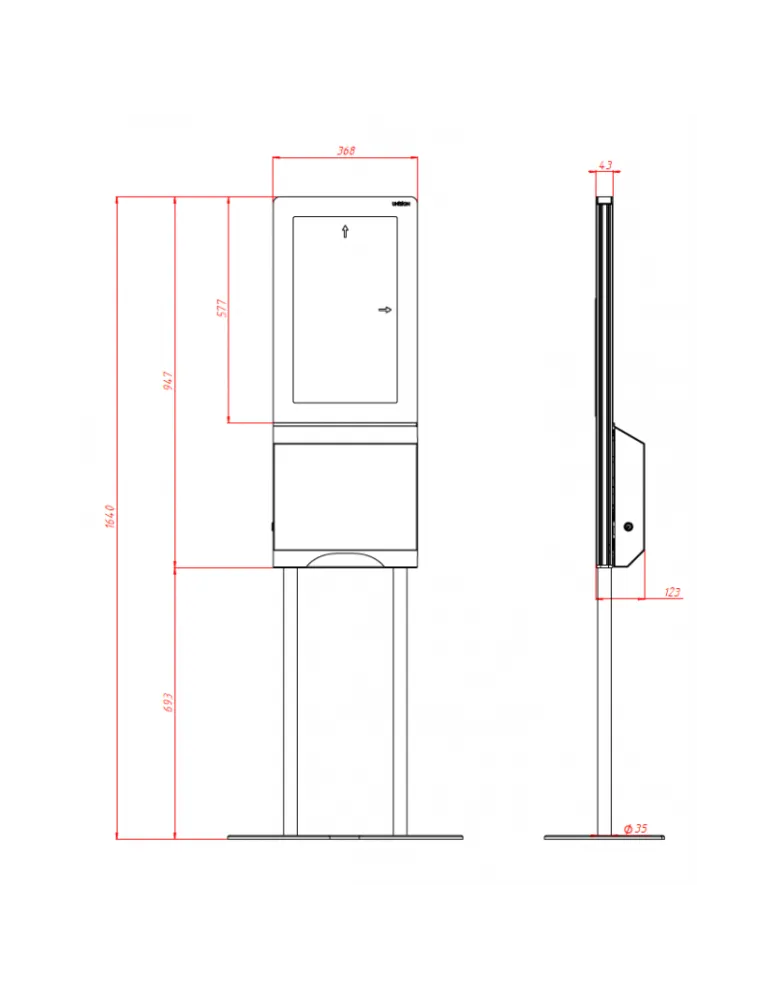 UNISIGN TH215A Kiosk distributeur de desinfectant avec ecran 215''  TH215-A