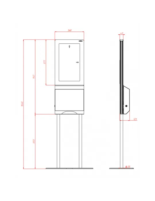 UNISIGN TH215A Kiosk distributeur de desinfectant avec ecran 215''  TH215-A