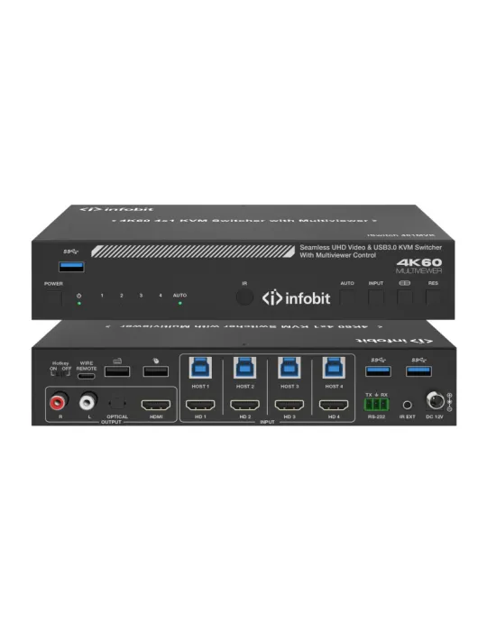 INFOBIT ISWITCH401MVK Commutateur KVM 4K60 4×1 avec multiviewer  iSwitch 401MVK