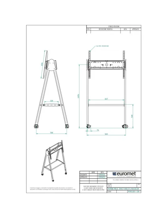 EUROMET 20823 Support mobile à roulettes DELTA Maxi