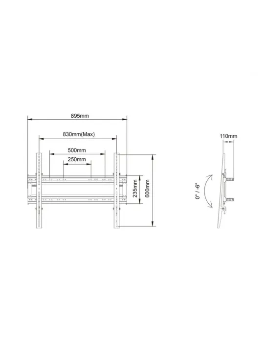 MULTIBRACKETS 8847 Support Multibrackets Support Dual Pole 800X600 - écran 65"-100" VESA Max 800x600