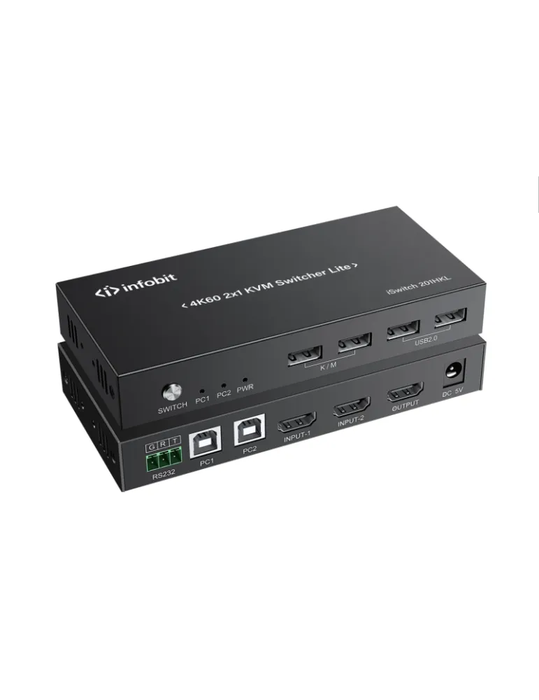 INFOBIT ISWITCH201HKL Commutateur KVM 4K60 2x1 Lite  iSwitch 201HKL