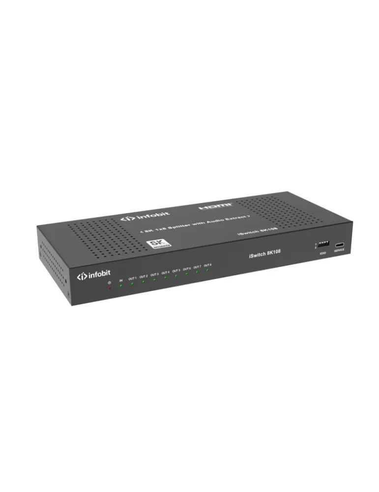 INFOBIT ISWITCH8K108 Splitter HDMI  iSwitch 8K108 1x Entrée HDMI vers 8x Sorties HDMI 8K avec audio séparée