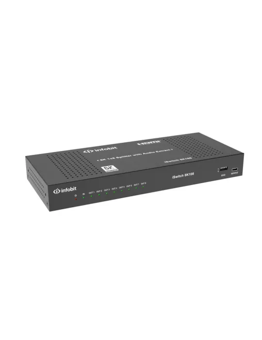 INFOBIT ISWITCH8K108 Splitter HDMI  iSwitch 8K108 1x Entrée HDMI vers 8x Sorties HDMI 8K avec audio séparée