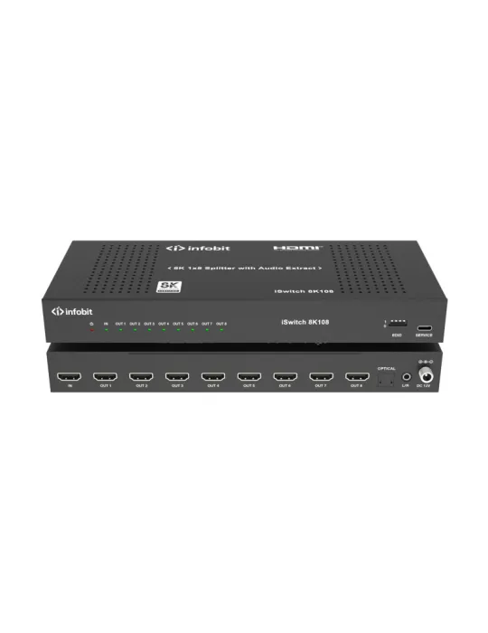 INFOBIT ISWITCH8K108 Splitter HDMI  iSwitch 8K108 1x Entrée HDMI vers 8x Sorties HDMI 8K avec audio séparée