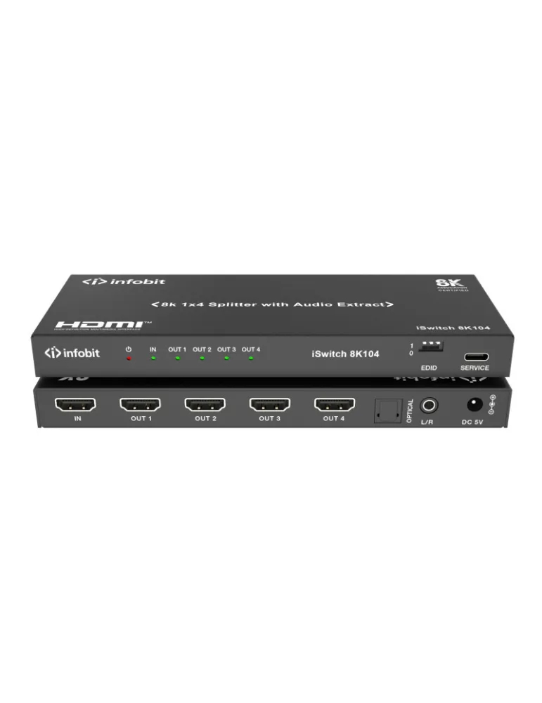 INFOBIT ISWITCH8K104 Splitter HDMI  iSwitch 8K104 1x Entrée HDMI vers 4x Sorties HDMI 8K avec audio séparée