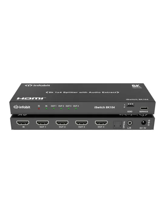 INFOBIT ISWITCH8K104 Splitter HDMI  iSwitch 8K104 1x Entrée HDMI vers 4x Sorties HDMI 8K avec audio séparée