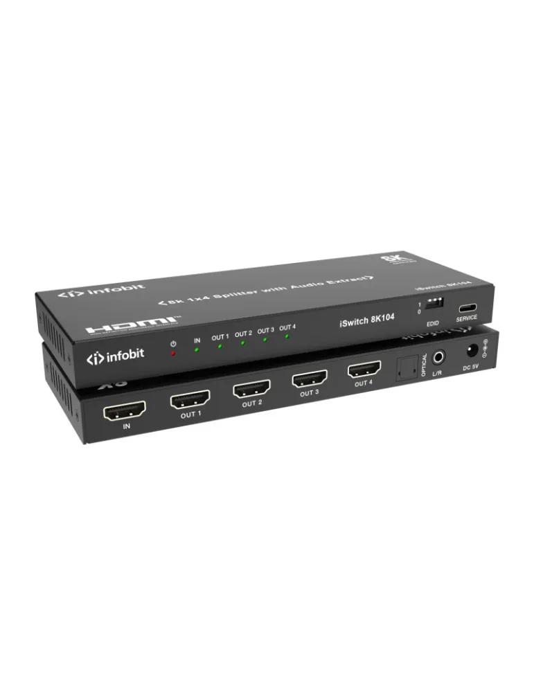 INFOBIT ISWITCH8K104 Splitter HDMI  iSwitch 8K104 1x Entrée HDMI vers 4x Sorties HDMI 8K avec audio séparée