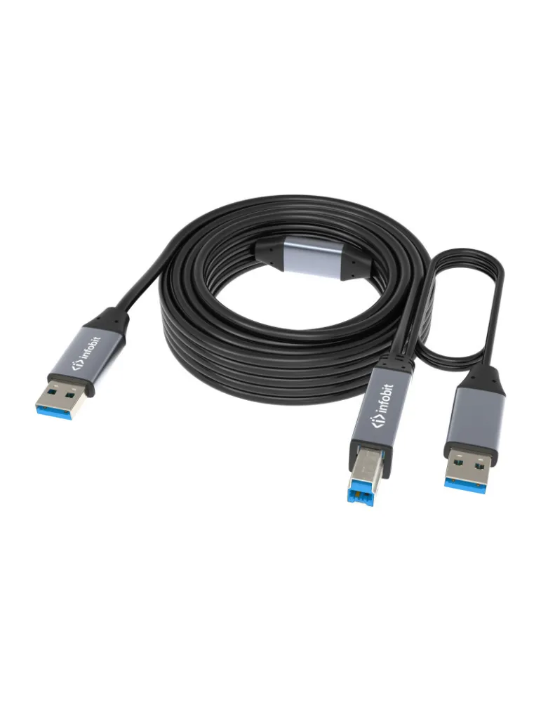 INFOBIT ICABLEUSBACC15AB Cordon USB 3.0 actif  iCable-USB-ACC15-AB USB-A (M) vers USB-B (M) 15m