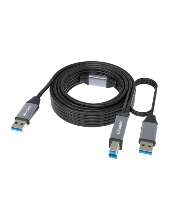 INFOBIT ICABLEUSBACC15AB Cordon USB 3.0 actif  iCable-USB-ACC15-AB USB-A (M) vers USB-B (M) 15m