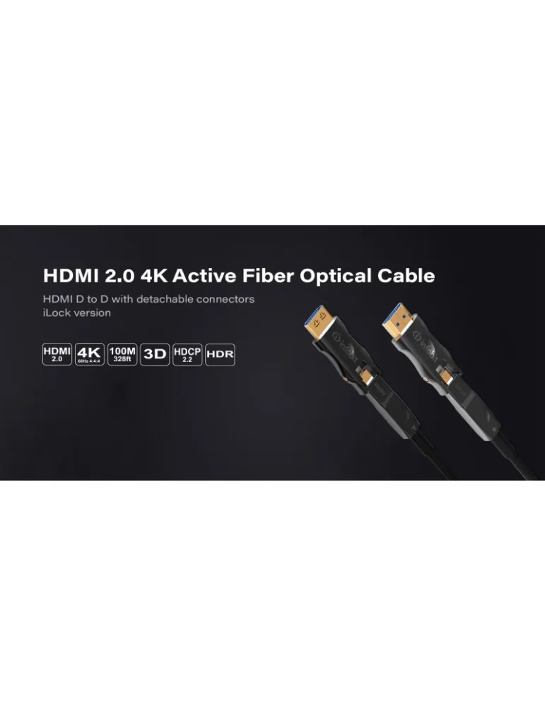 INFOBIT AOCHDMIDD05L Câble actif fibre optique 10m Connecteurs HDMI D vers D Détachables Infobit - AOC-HDMI-DD05L