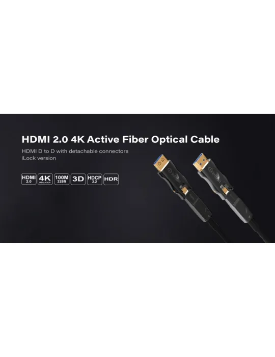 INFOBIT AOCHDMIDD05L Câble actif fibre optique 10m Connecteurs HDMI D vers D Détachables Infobit - AOC-HDMI-DD05L