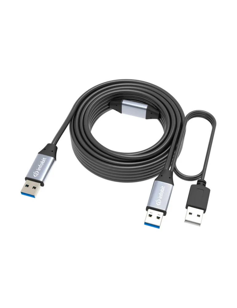 INFOBIT ICABLEUSBACC05AA Cordon USB 3.0 actif  iCable-USB-ACC05-AA USB-A (M) vers USB-A (M) 5m