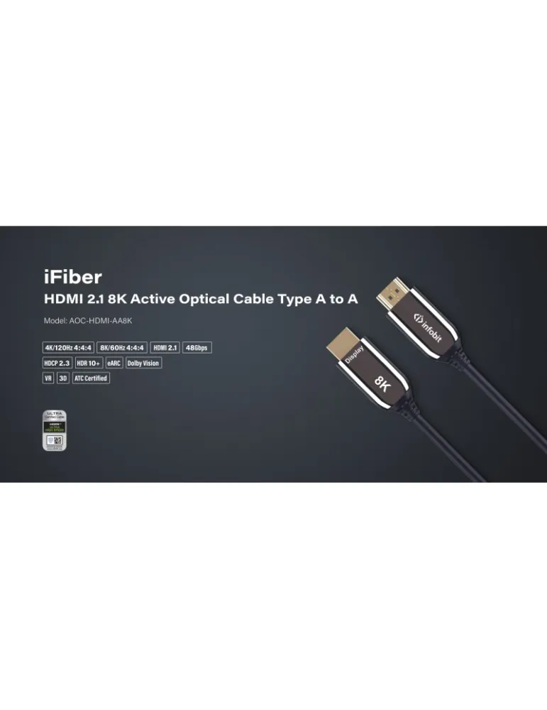 INFOBIT AOCHDMIAA8K05 Cordon fibre optique  AOC-HDMI-AA8K-05 HDMI 2.1 4K/120Hz 8K/60Hz 5m