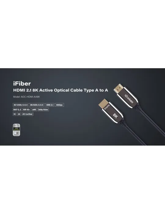 INFOBIT AOCHDMIAA8K05 Cordon fibre optique  AOC-HDMI-AA8K-05 HDMI 2.1 4K/120Hz 8K/60Hz 5m