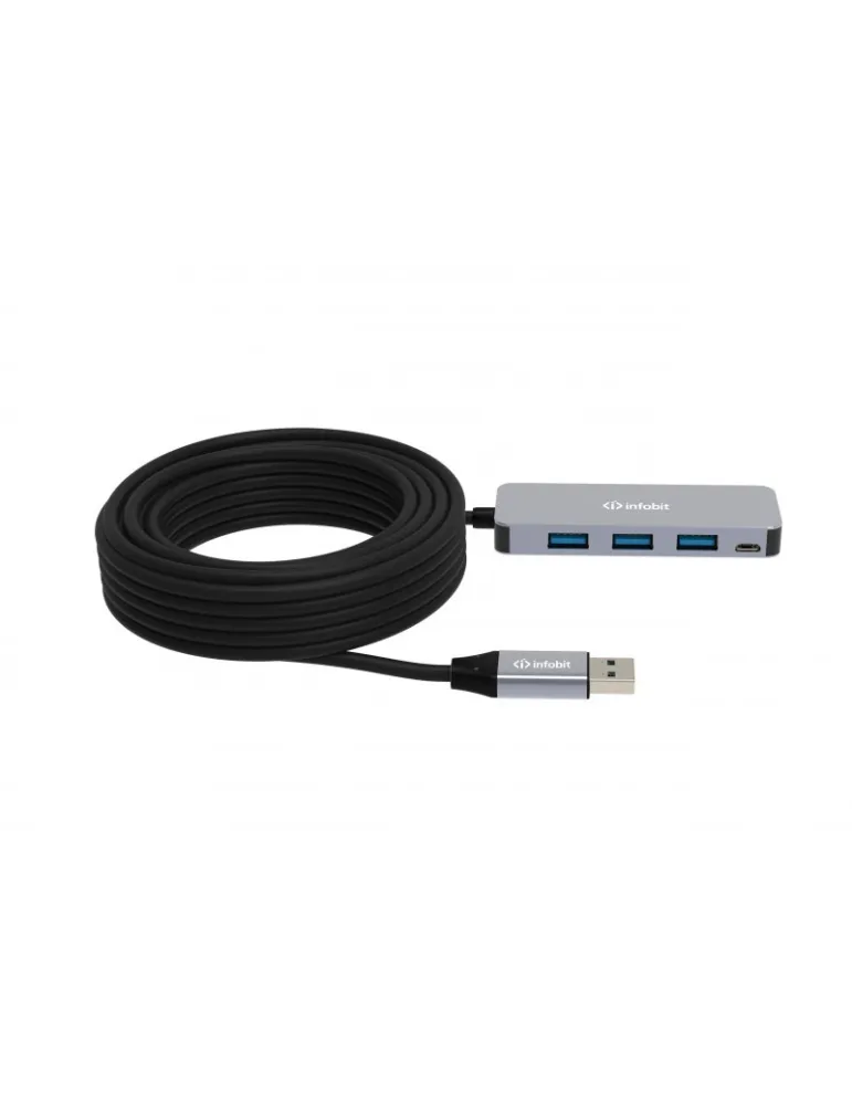 INFOBIT ICABLEUSBACCH14 Hub 4x USB-A 3.0 vers USB-A  iCable-USB-ACC-H14 sur Câble cuivre 10m