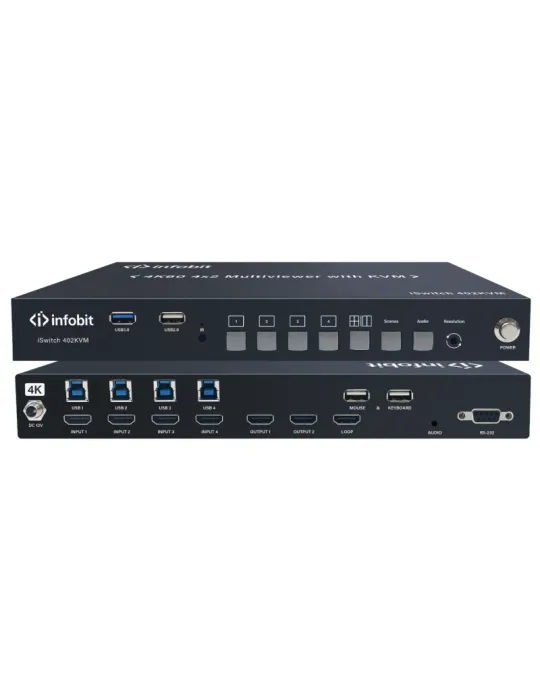 INFOBIT ISWITCH402KVM Multiviewer 4K60 4x2 avec KVM  iSwitch 402KVM