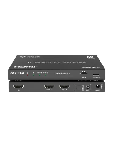 INFOBIT ISWITCH8K102 Splitter HDMI  iSwitch 8K102 1x Entrée HDMI vers 2x Sorties HDMI 8K avec audio séparée