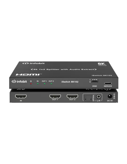 INFOBIT ISWITCH8K102 Splitter HDMI  iSwitch 8K102 1x Entrée HDMI vers 2x Sorties HDMI 8K avec audio séparée
