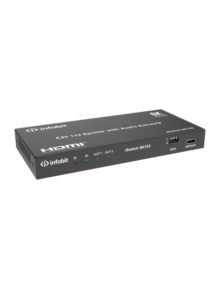 INFOBIT ISWITCH8K102 Splitter HDMI  iSwitch 8K102 1x Entrée HDMI vers 2x Sorties HDMI 8K avec audio séparée