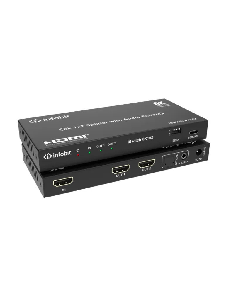 INFOBIT ISWITCH8K102 Splitter HDMI  iSwitch 8K102 1x Entrée HDMI vers 2x Sorties HDMI 8K avec audio séparée