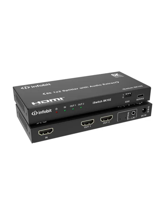 INFOBIT ISWITCH8K102 Splitter HDMI  iSwitch 8K102 1x Entrée HDMI vers 2x Sorties HDMI 8K avec audio séparée