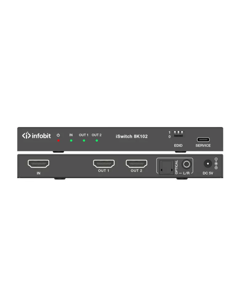 INFOBIT ISWITCH8K102 Splitter HDMI  iSwitch 8K102 1x Entrée HDMI vers 2x Sorties HDMI 8K avec audio séparée