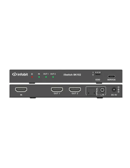INFOBIT ISWITCH8K102 Splitter HDMI  iSwitch 8K102 1x Entrée HDMI vers 2x Sorties HDMI 8K avec audio séparée