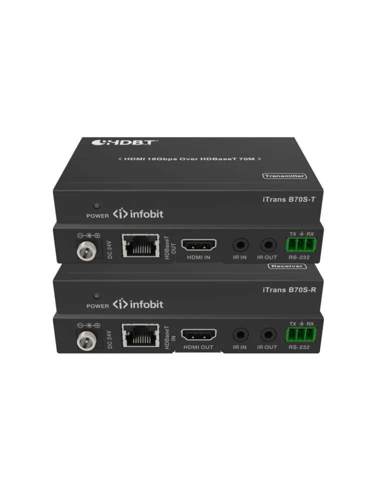 INFOBIT ITRANSB70S Kit Extender HDBaseT (Tx et Rx)  iTrans B70S HDMI 18 Gbps 70 m en 1080p 40 m en 4K/60 Hz