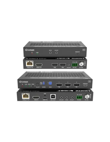 INFOBIT iTRANSE100HCU Extendeur HDMI/USB-C  iTrans E100HCU - 18 Gbit/s sur HDBaseT 2.0 (100 m) avec USB 2.0