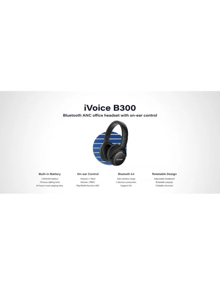 INFOBIT IVOICEB300 Casque de bureau Bluetooth ANC avec contrôle intégré à l'oreille iVoice B300 Infobit