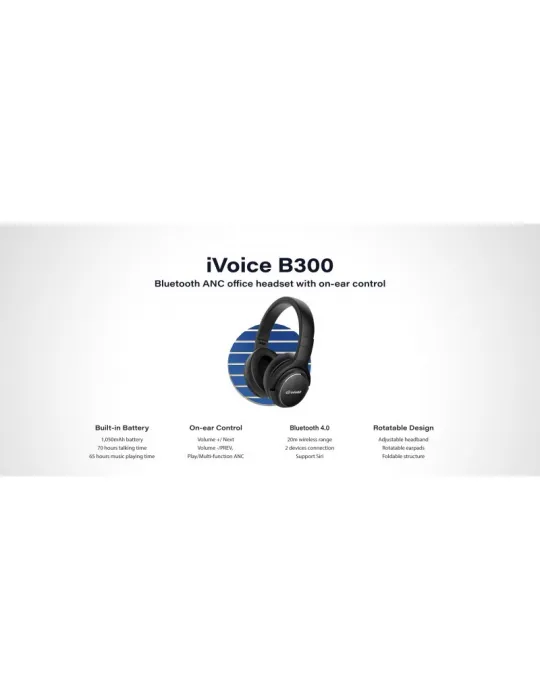 INFOBIT IVOICEB300 Casque de bureau Bluetooth ANC avec contrôle intégré à l'oreille iVoice B300 Infobit