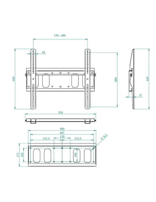  EUROMET 14500 FIXED WALL MOUNT SCREEN BLACK|MusicGoodDeal 