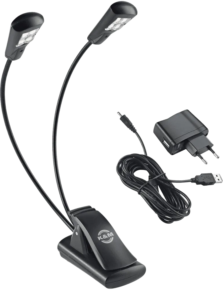  K&M 12245 2-Armige 4-LED-Pultlampe mit Stromversorgung|MusicGoodDeal 