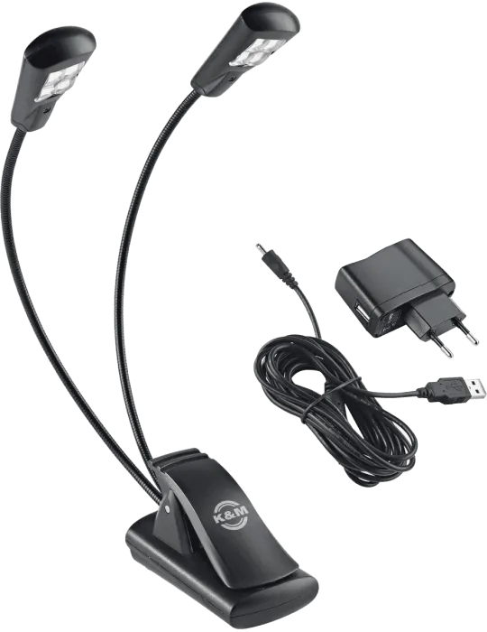  K&M 12245 2-Armige 4-LED-Pultlampe mit Stromversorgung|MusicGoodDeal 