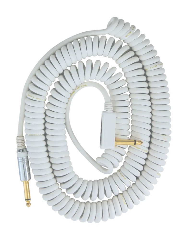  VOX VCC90-WH Vintage Coiled Cable - JACK SPIRAL 9M WHITE|MusicGoodDeal 
