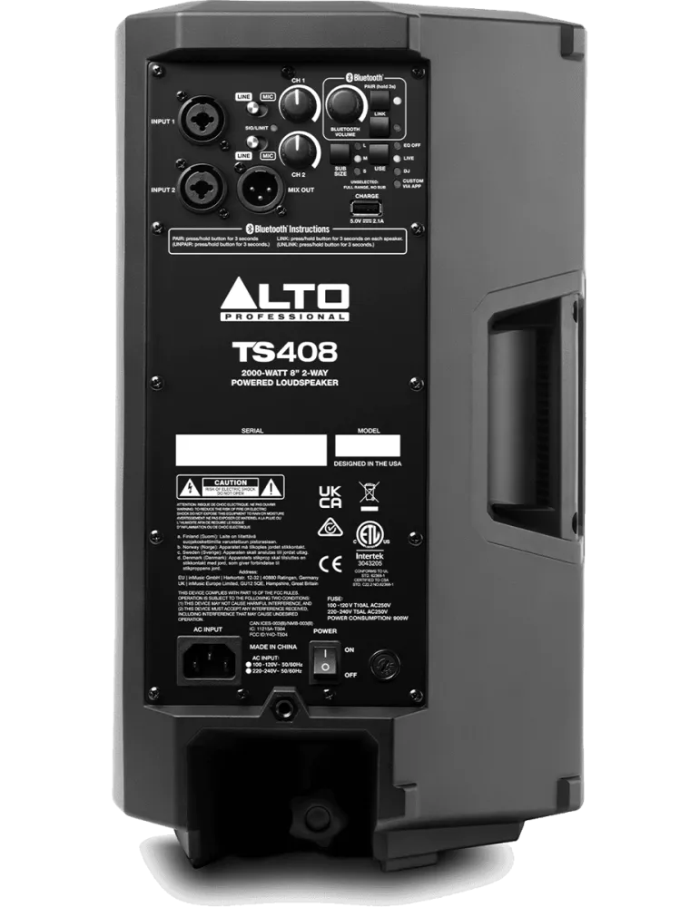  ALTO PROFESSIONAL TS408 TS4 Speakers - 8" bi-amplified 1000W Bluetooth|MusicGoodDeal 
