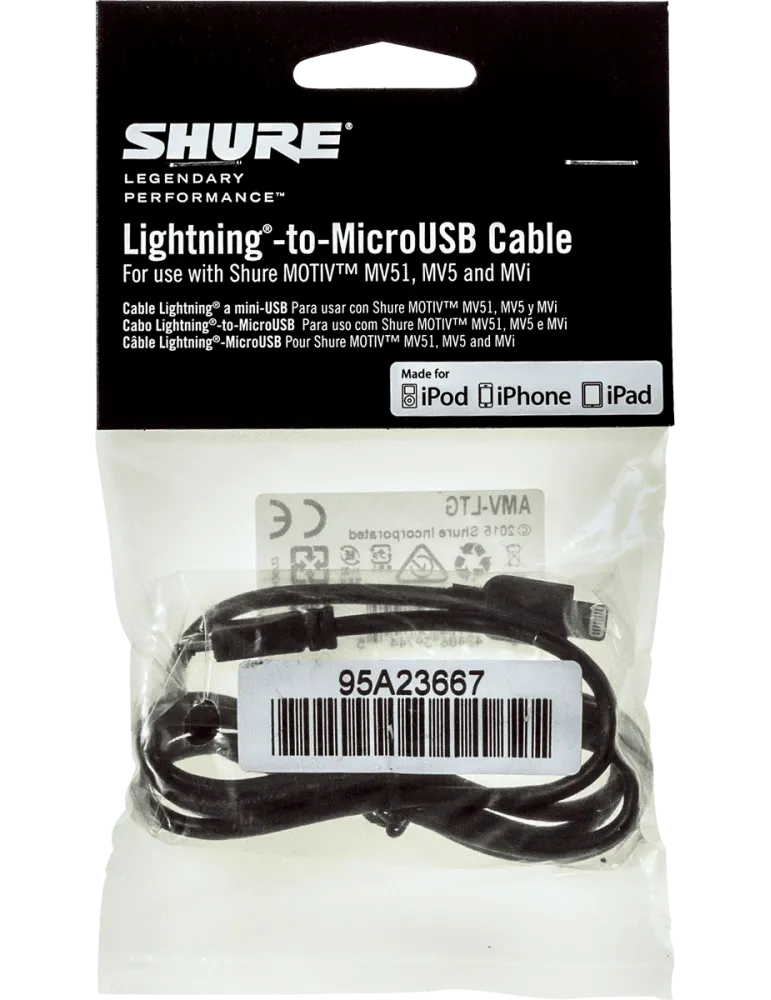  SHURE AMV-LTG Accesorios - Cable Micro USB - Lightning 1 m|MusicGoodDeal 