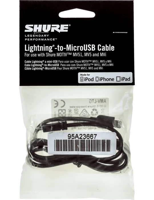  SHURE AMV-LTG Accesorios - Cable Micro USB - Lightning 1 m|MusicGoodDeal 