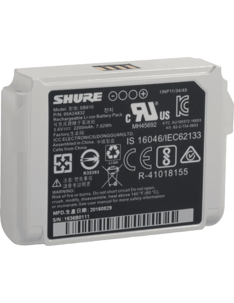  SHURE SB910 Rechargeable batteries - Li-ion battery for ADX1|MusicGoodDeal 