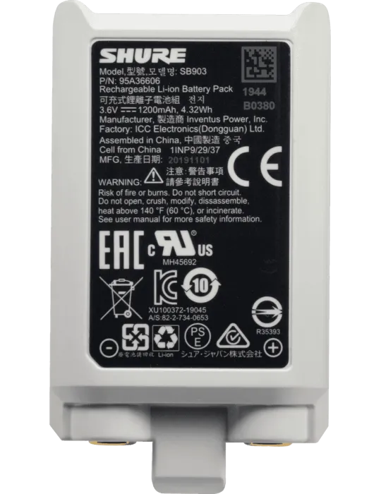  SHURE SB903 Rechargeable batteries - Li-Ion battery for SLXD1 - SLXD2|MusicGoodDeal 