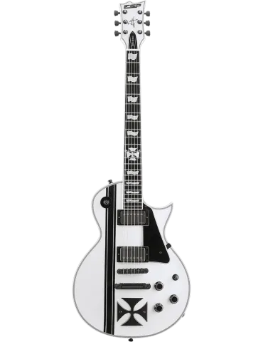  ESP IRONCROSS-W James Hetfield - Glänzendes Weiß mit schwarzen Streifen|MusicGoodDeal 
