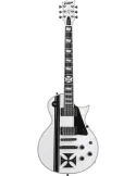  ESP IRONCROSS-W James Hetfield - Glänzendes Weiß mit schwarzen Streifen|MusicGoodDeal 